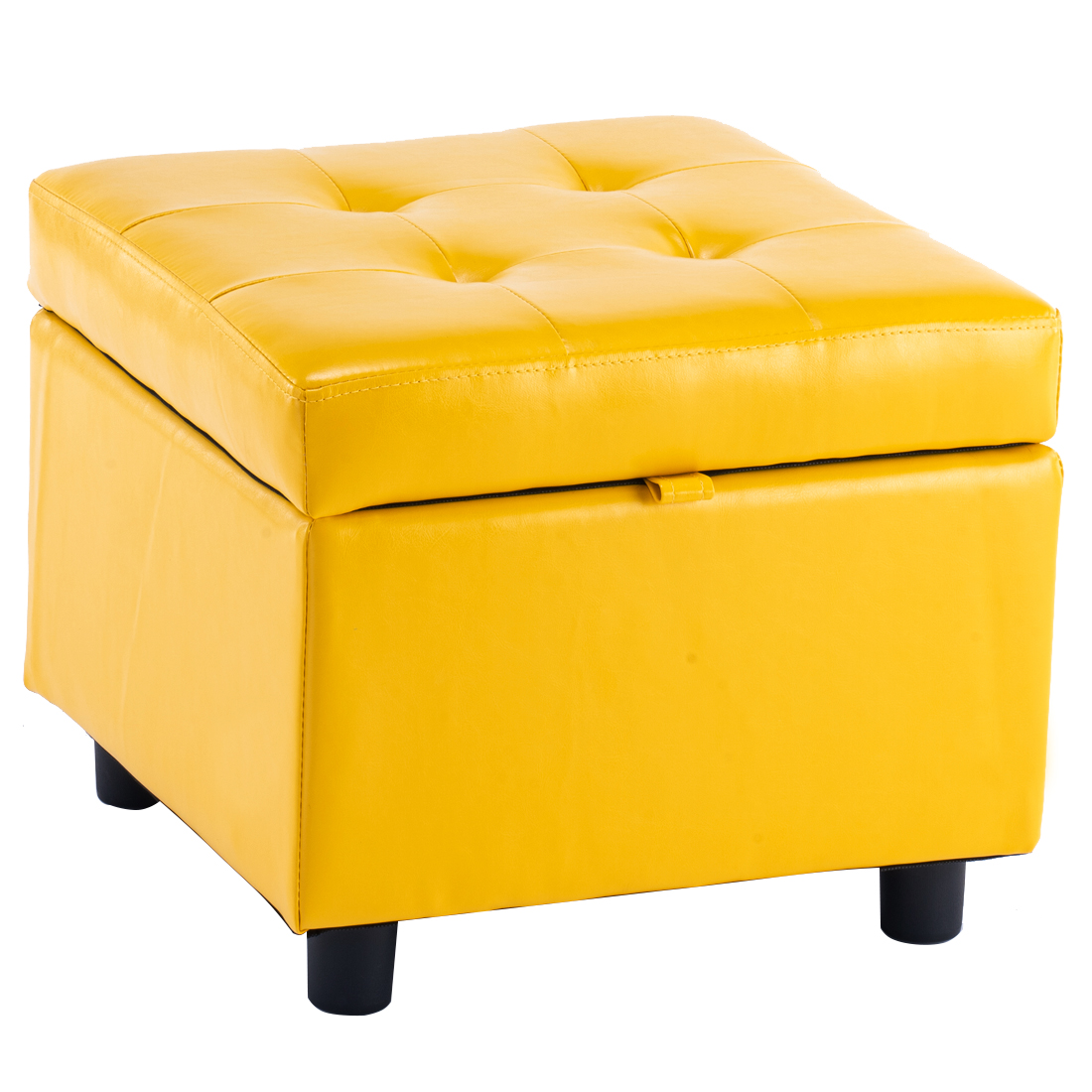 Square Fabric Storage Ottoman, Yellow