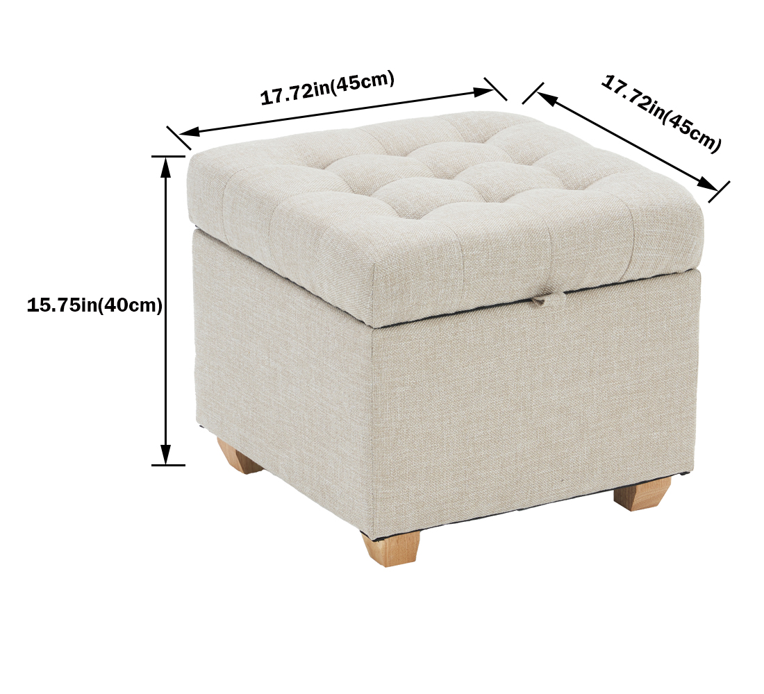 Linen Storage Ottoman Square, Grey C2 — 45D x 45W x 40H cm (C17T) - Image 2
