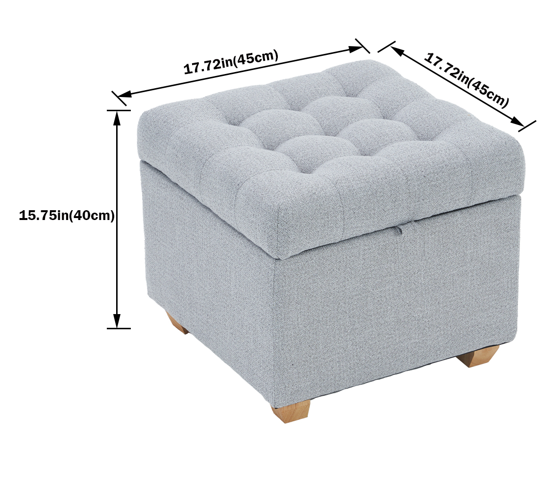 Linen Storage Ottoman Square, Grey C2 — 45D x 45W x 40H cm (2RTF) - Image 2