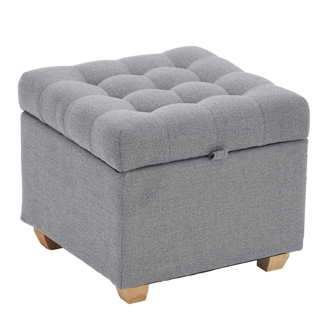 Linen Storage Ottoman Square, Grey C2 — 45D x 45W x 40H cm (QQXV)