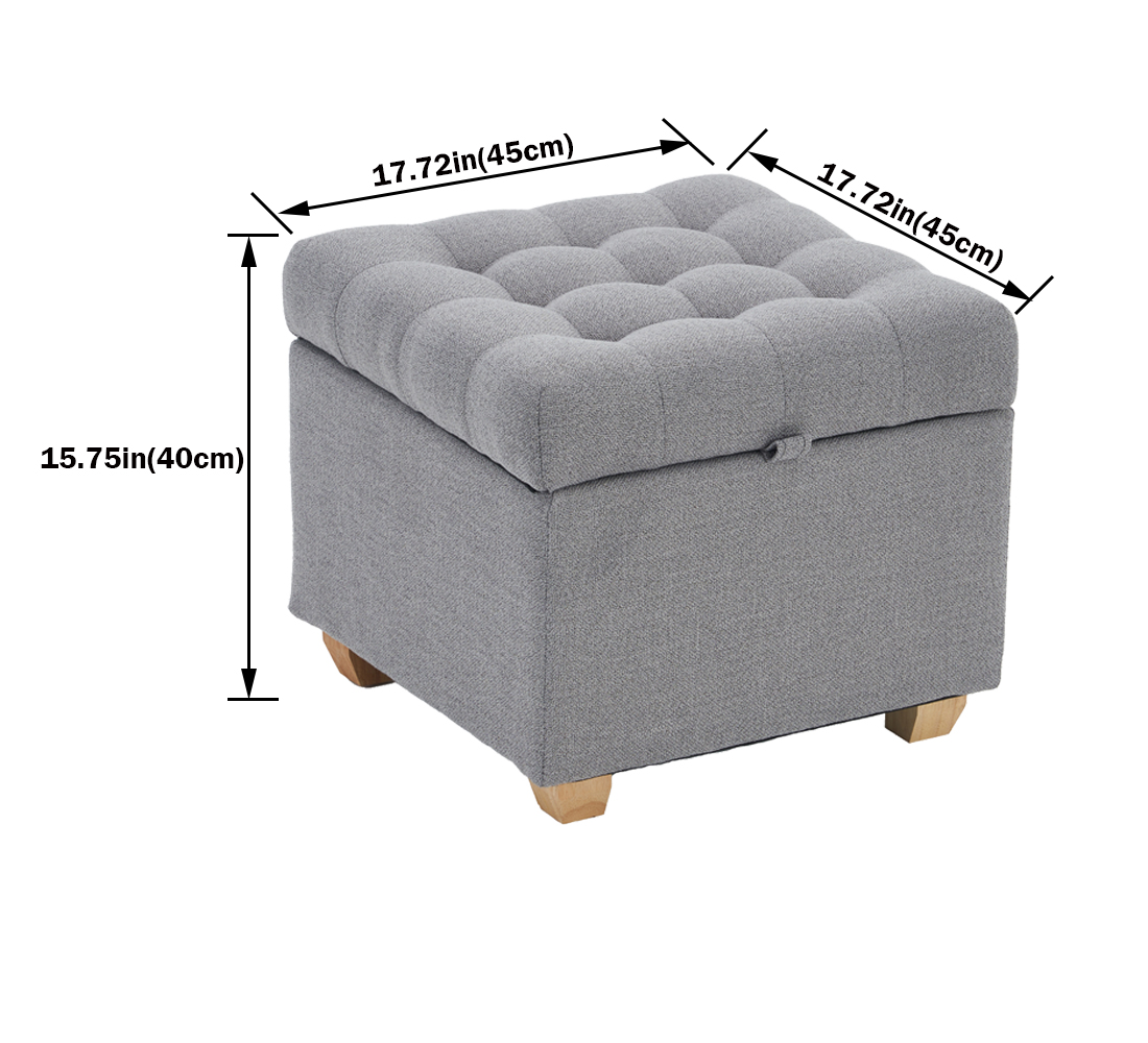 Linen Storage Ottoman Square, Grey C2 — 45D x 45W x 40H cm (QQXV) - Image 2