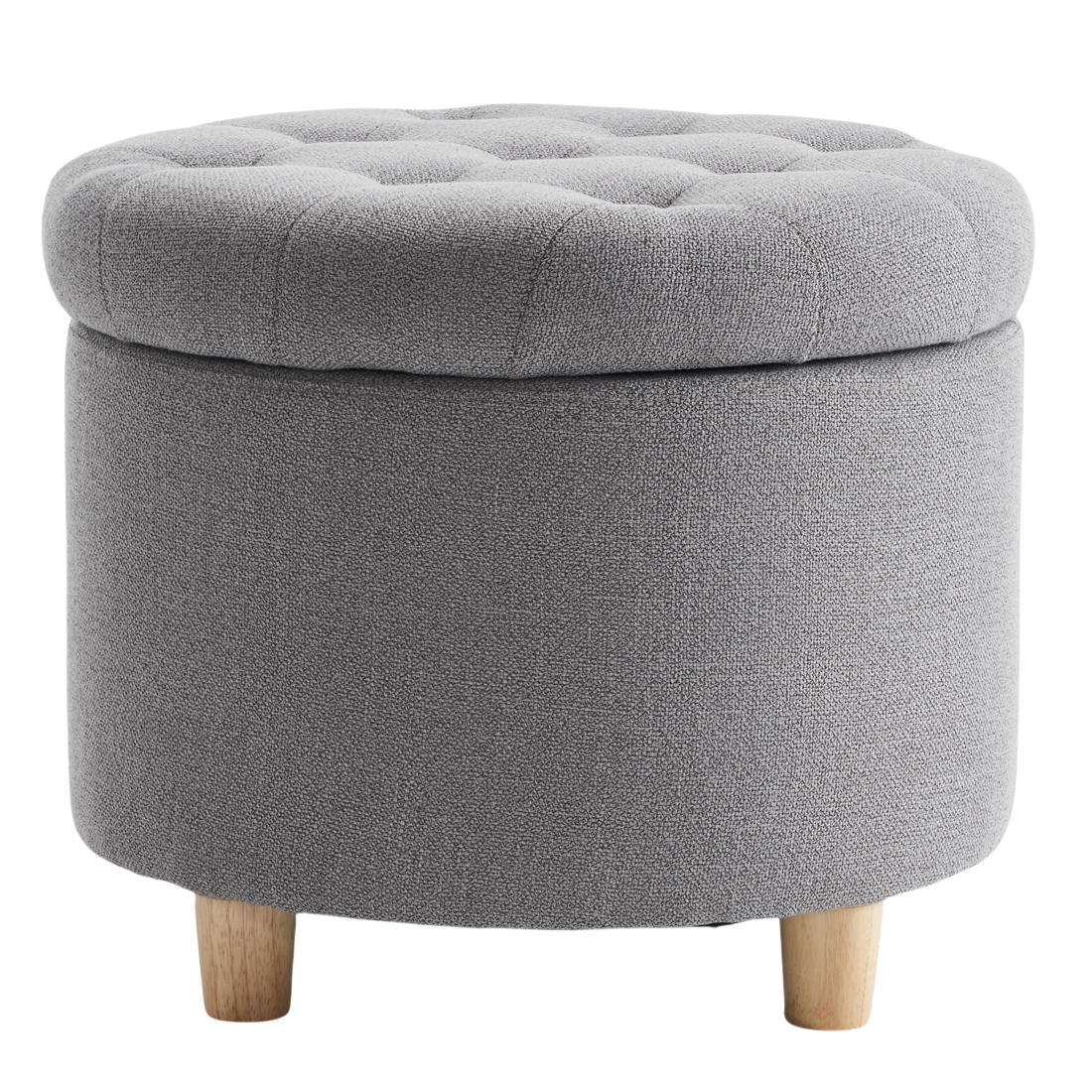 Round Linen Storage Ottoman, Dark Grey