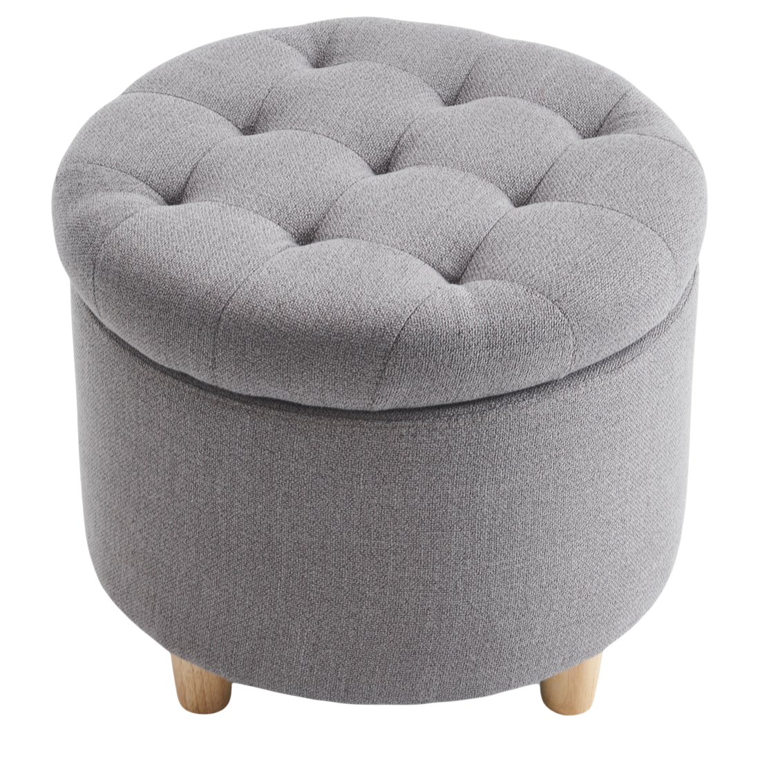 Round Linen Storage Ottoman, Dark Grey - Image 3