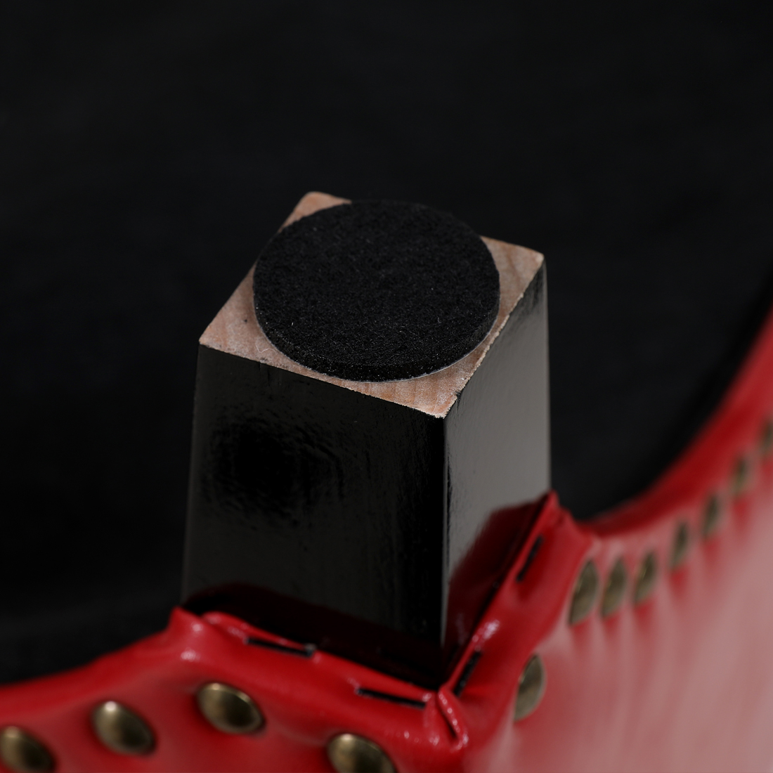 Faux Leather Footstool Padded Seat, Red - Image 4